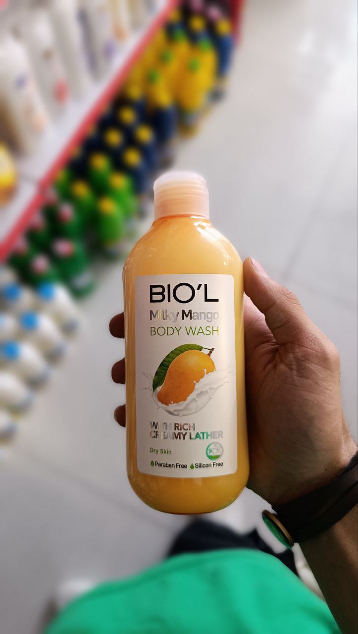 شامپو بدن بیول مدل شیر انبه مناسب پوست خشک