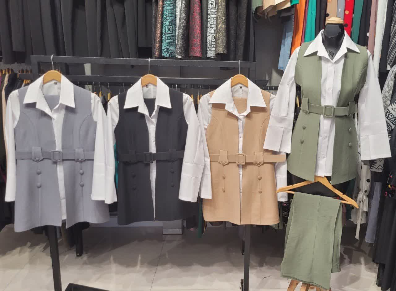 سه تیکه شقایق  کرسپو  زری دار کمربنددار دمپا