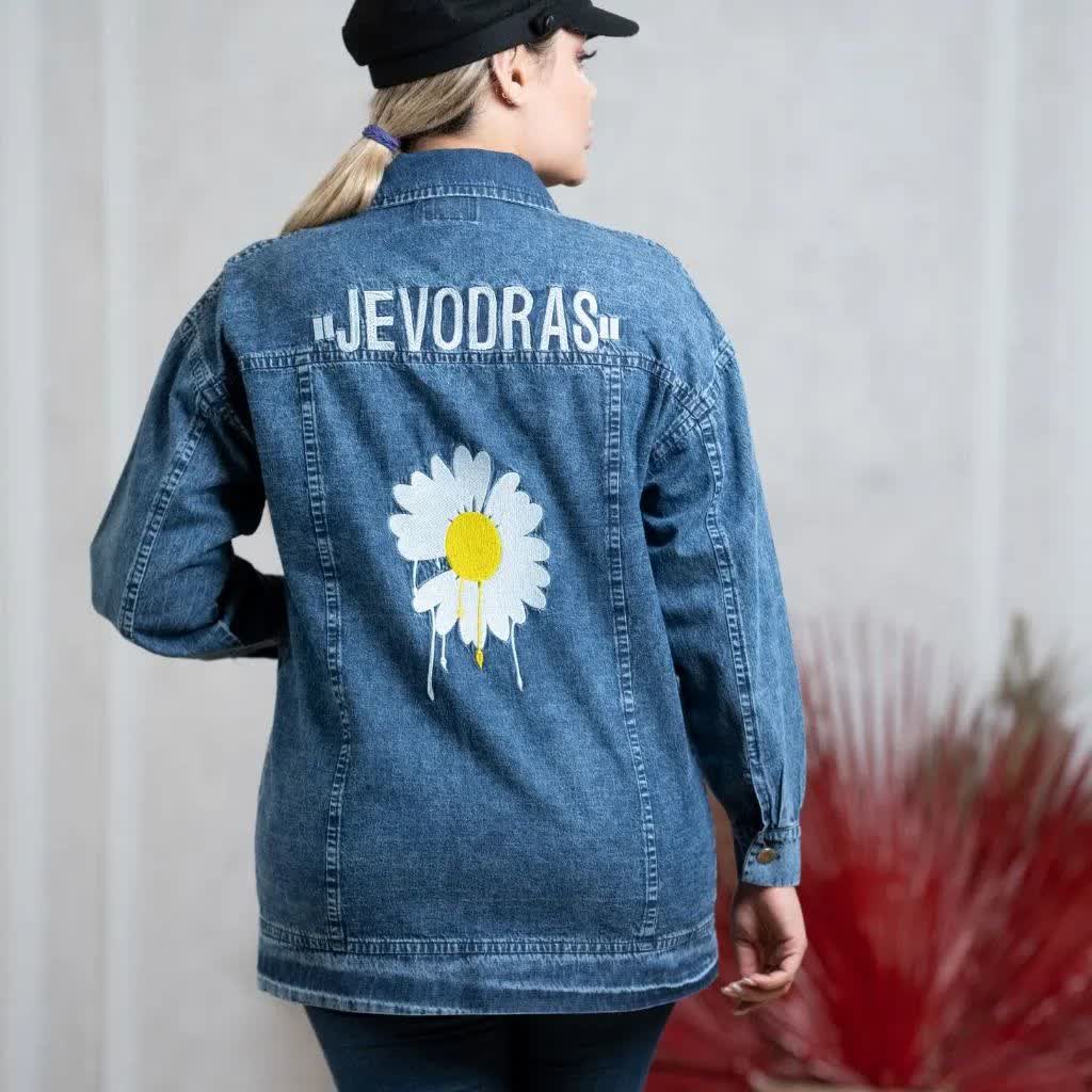 مانتو جین گلدوزی افتابگردون