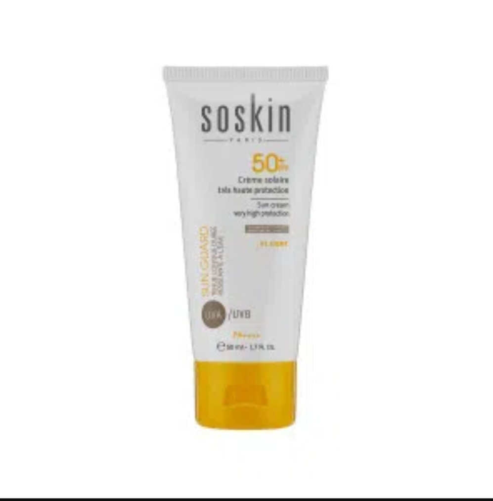 کرم ضد آفتاب SPF 50 رنگی ساسکین مناسب انواع پوست حجم 50 میلی لیتر