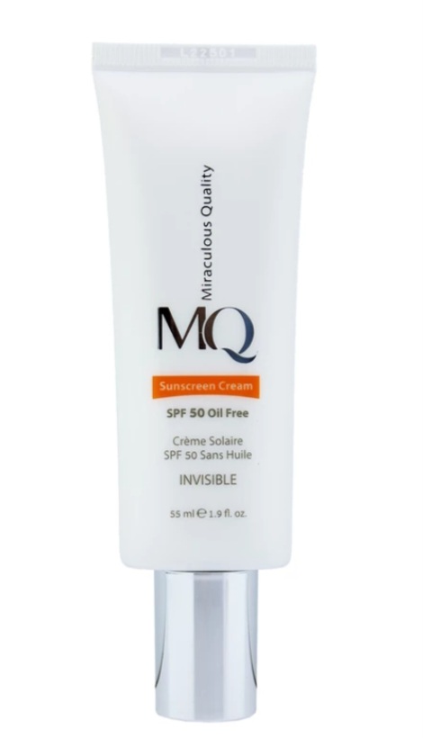 کرم ضد آفتاب بی رنگ ام کیو SPF50 مدل INVISIBLE مناسب پوست های چرب حجم 55 میلی