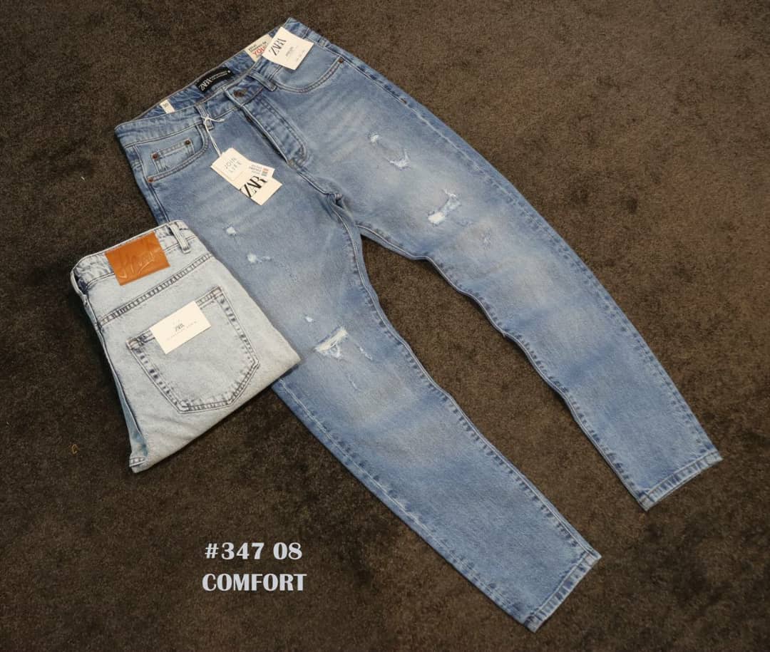 شلوار جین مام طرح زاپ دار مردانه