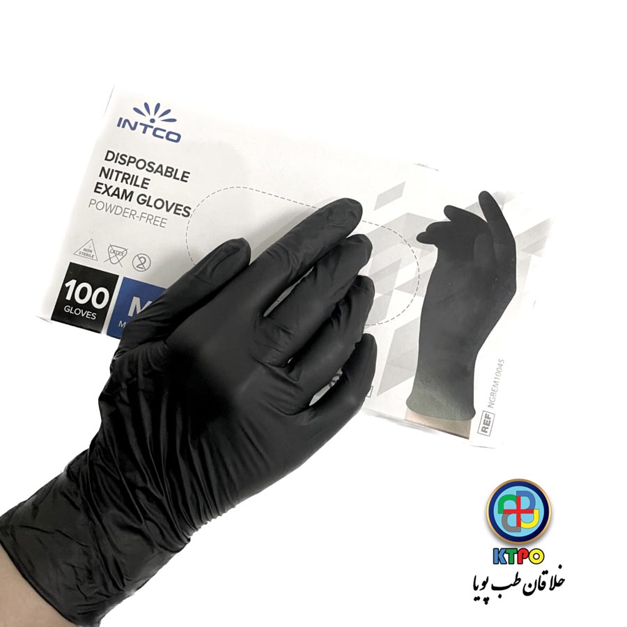 دستکش نیتریل مشکی intco