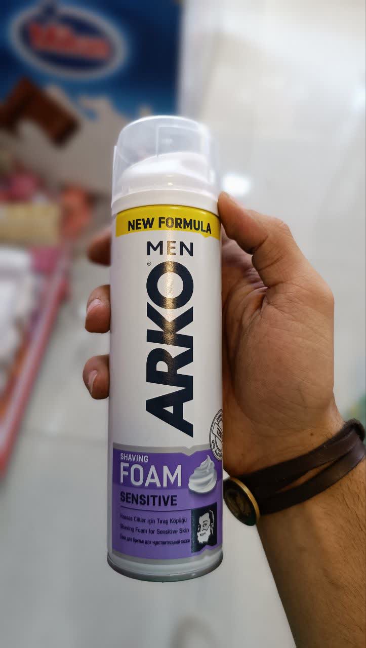 فوم اصلاح آرکو مدل Sensitive حجم 200 میلی لیتر (ARKO MEN Sensitive Shaving Foam 200ml)